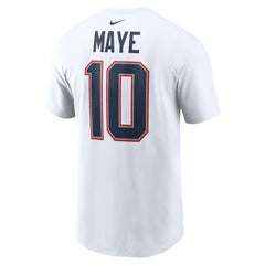 Drake Maye New England Patriots Player Name & Number T-Shirt - White T-shirts