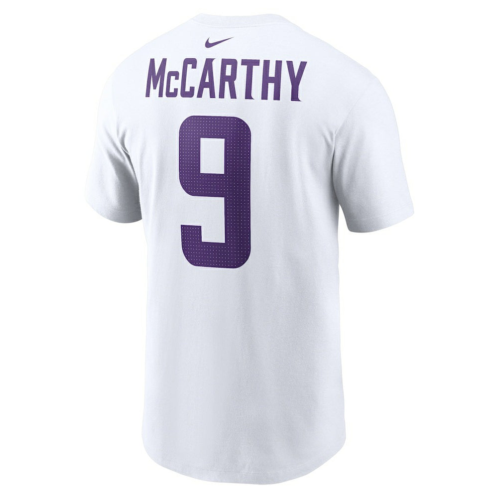 J.J. McCarthy Minnesota Vikings Player Name & Number T-Shirt - White T-shirts