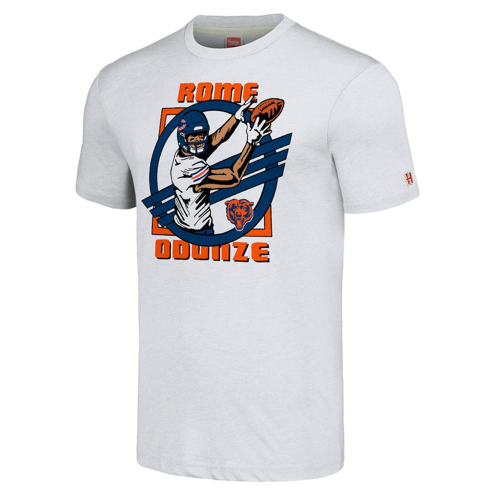 Rome Odunze Chicago Bears Homage Unisex Caricature Player Tri-Blend T-Shirt - Ash T-shirts