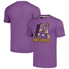 J.J. McCarthy Minnesota Vikings Homage Unisex Caricature Player Tri-Blend T-Shirt - Purple T-shirts