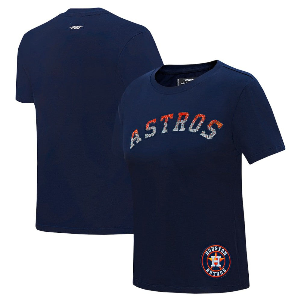 Houston Astros Pro Standard Women's Rhinestone Slim Fit T-Shirt - Navy T-shirts