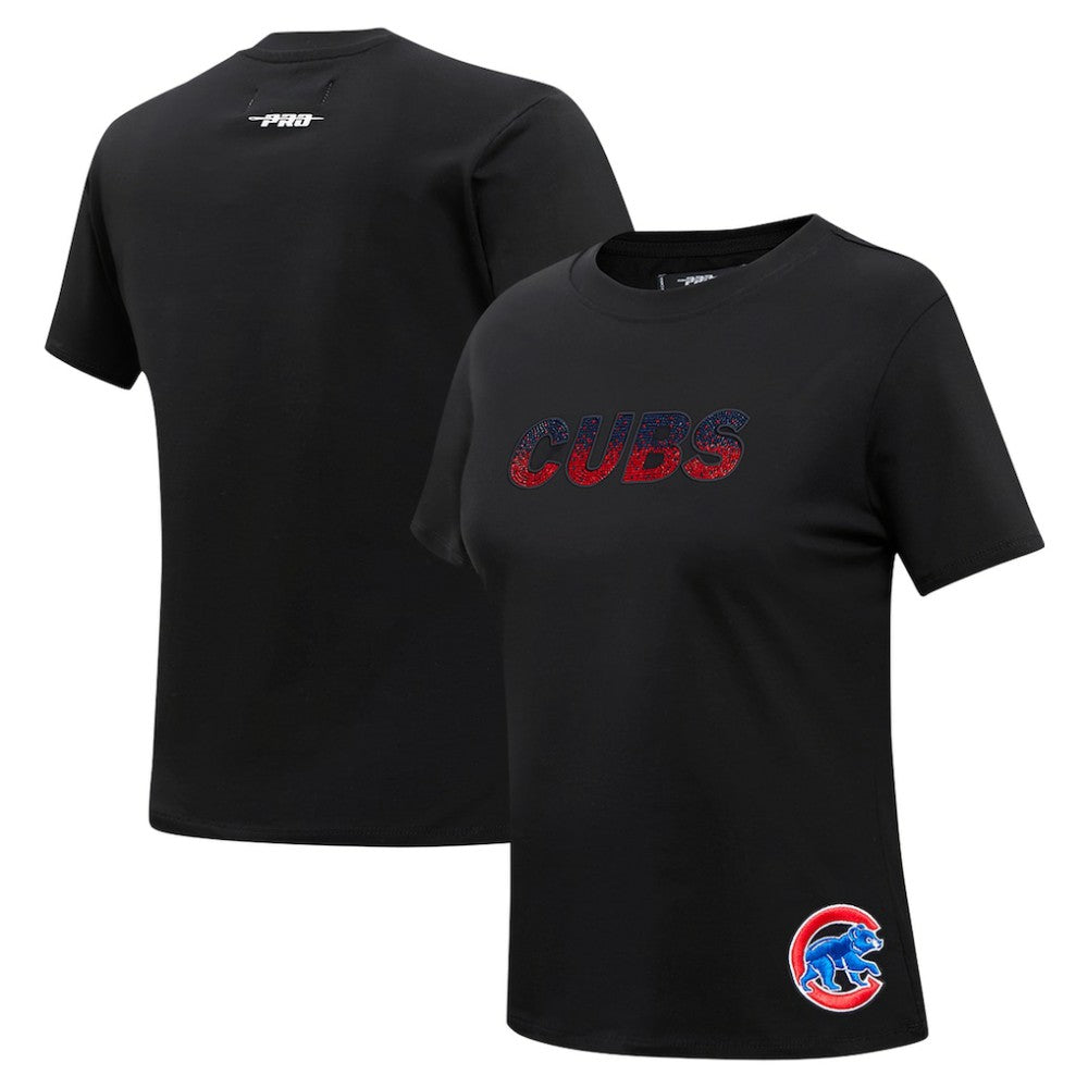 Chicago Cubs Pro Standard Women's Rhinestone Slim Fit T-Shirt - Black T-shirts