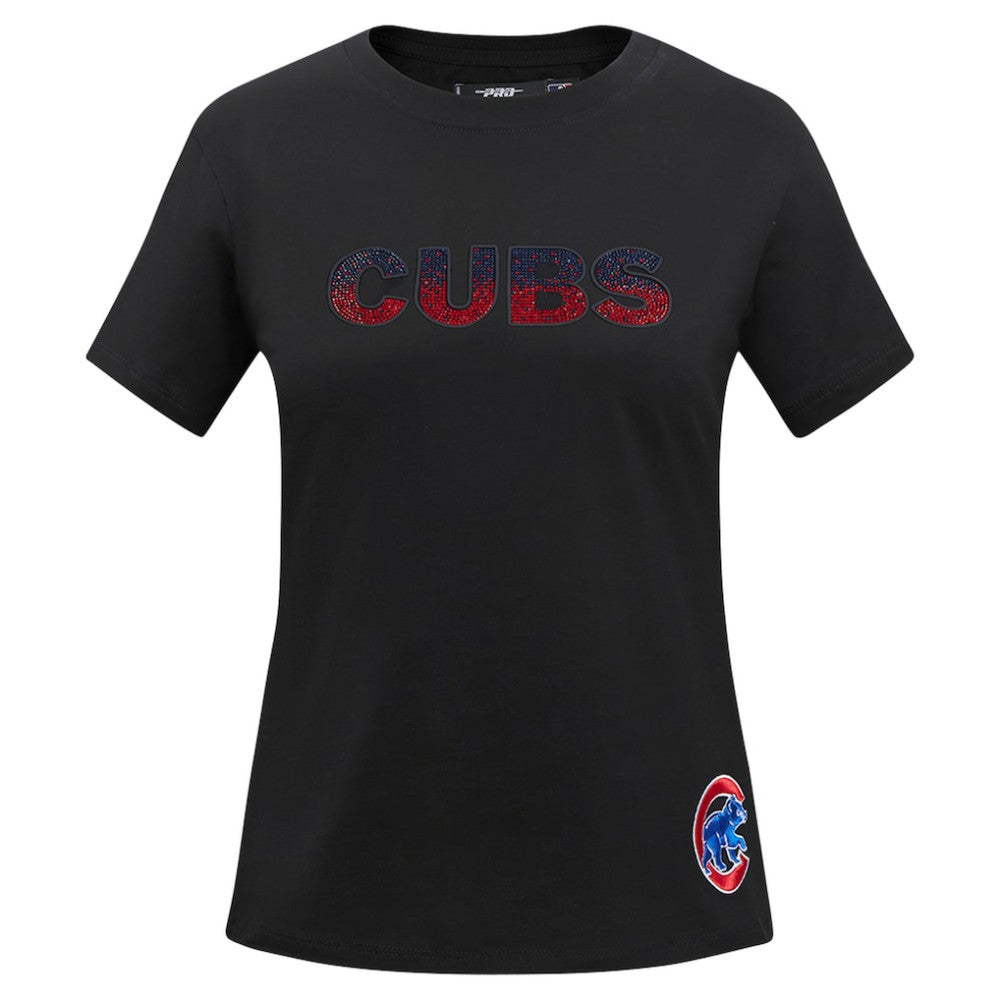 Chicago Cubs Pro Standard Women's Rhinestone Slim Fit T-Shirt - Black T-shirts