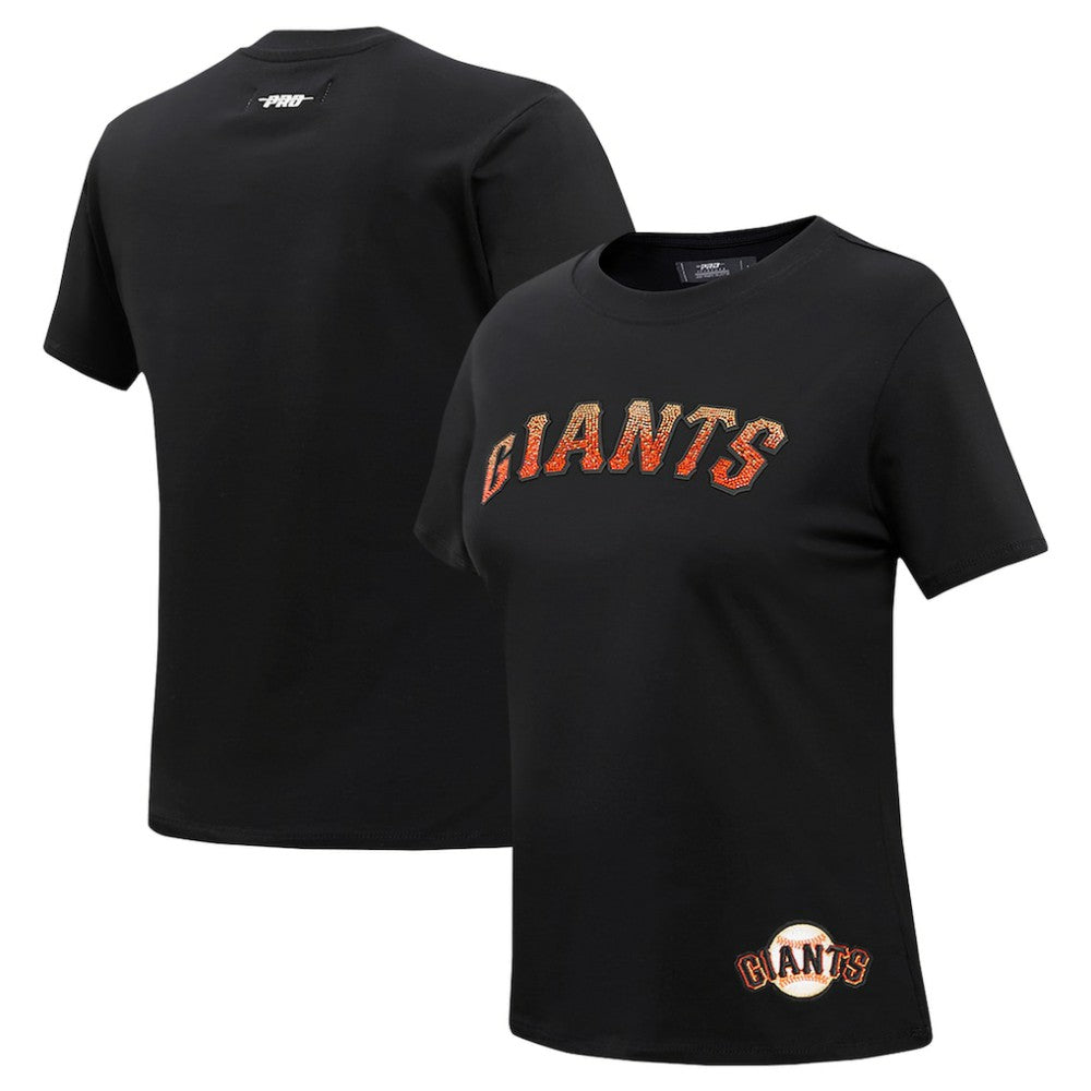 San Francisco Giants Pro Standard Women's Rhinestone Slim Fit T-Shirt - Black T-shirts