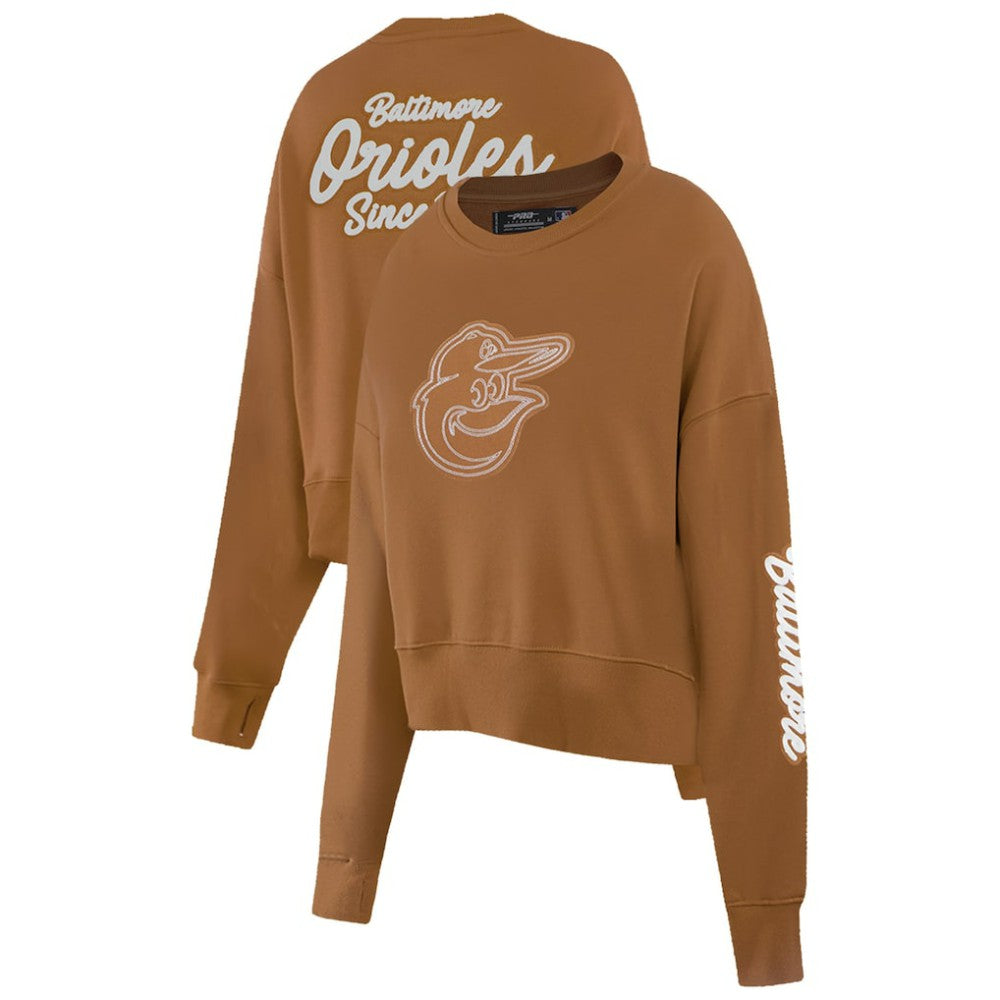 Baltimore Orioles Pro Standard Women's Paint The City Pullover Cropped Sweatshirt - Brown Pullover