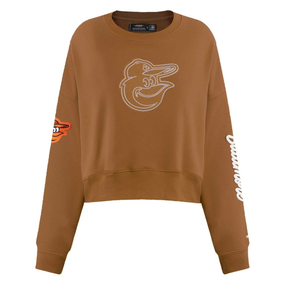 Baltimore Orioles Pro Standard Women's Paint The City Pullover Cropped Sweatshirt - Brown Pullover