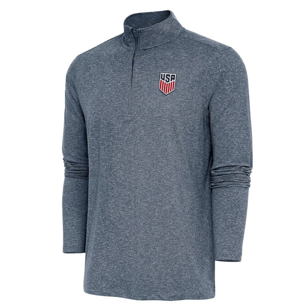 USMNT Antigua Hunk Quarter-Zip Top Heather Navy