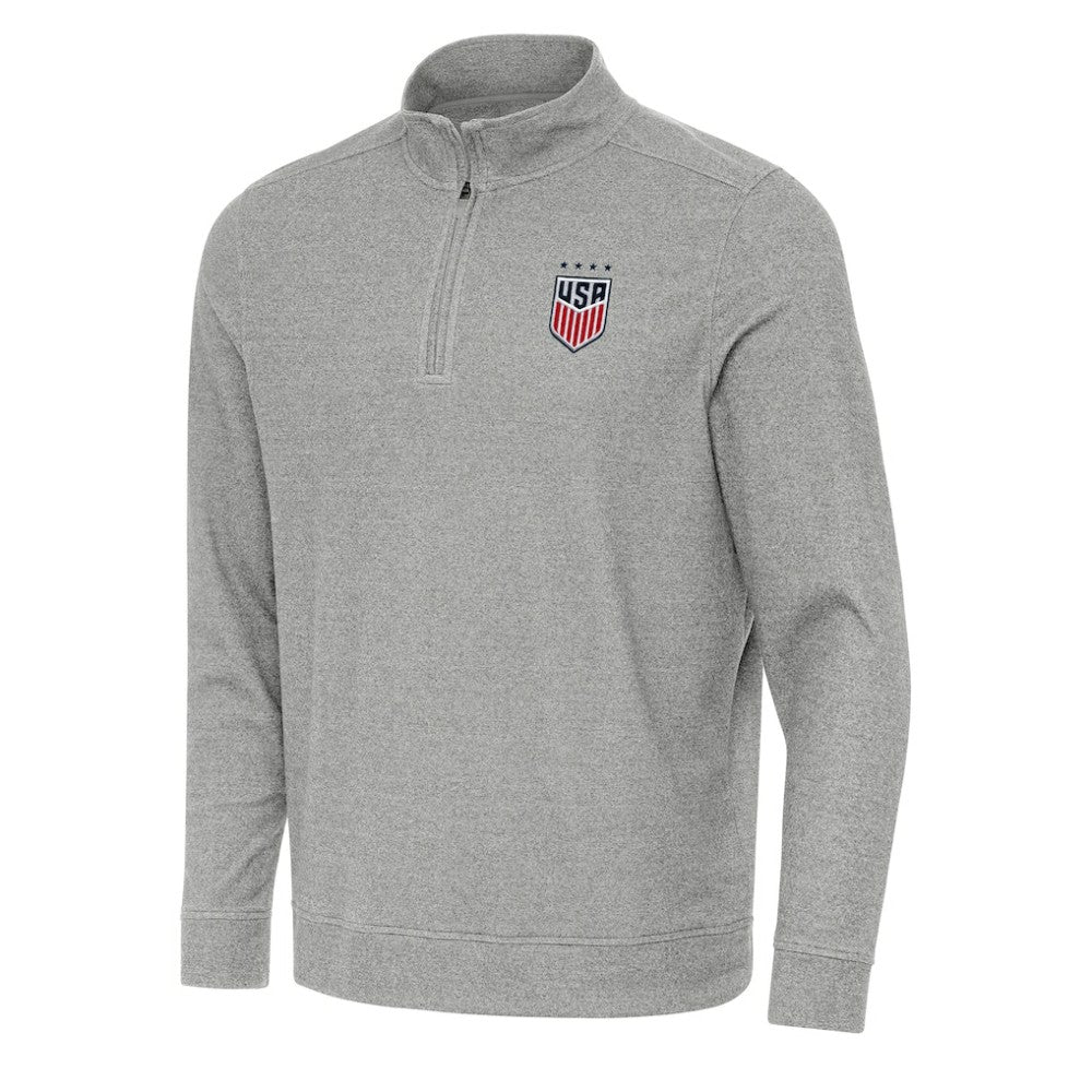 USWNT Antigua Subtle Quarter-Zip Top Heather Gray