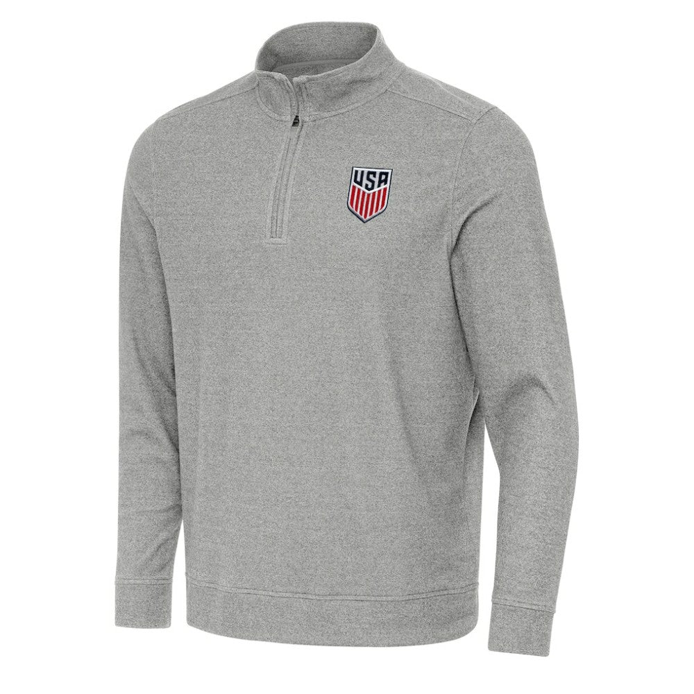 USMNT Antigua Subtle Quarter-Zip Top Heather Gray