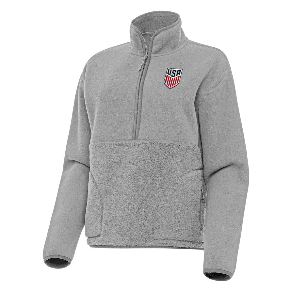 USMNT Antigua Women's Figure Quarter-Zip Jacket Gray