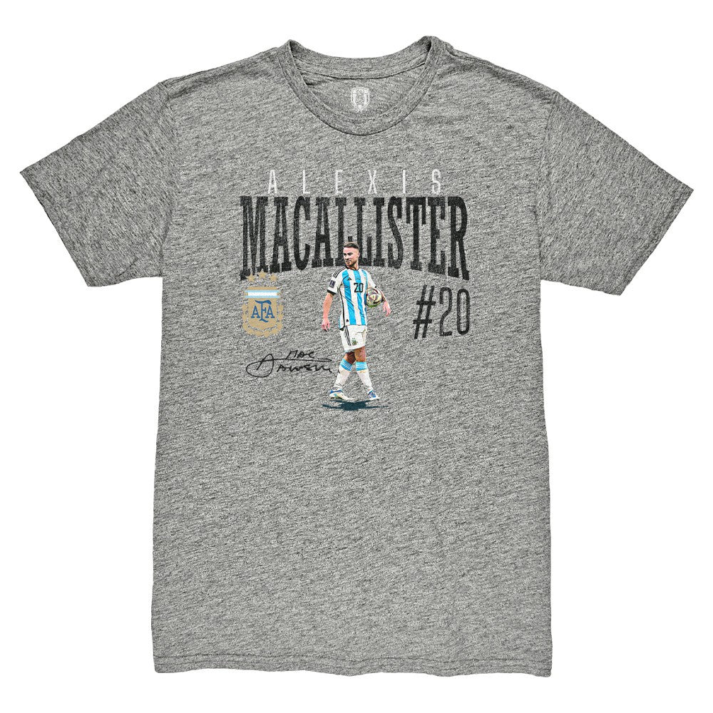 Alexis Mac Allister Argentina National Team 1863FC Snapshot Tri-Blend T-Shirt Heather Gray