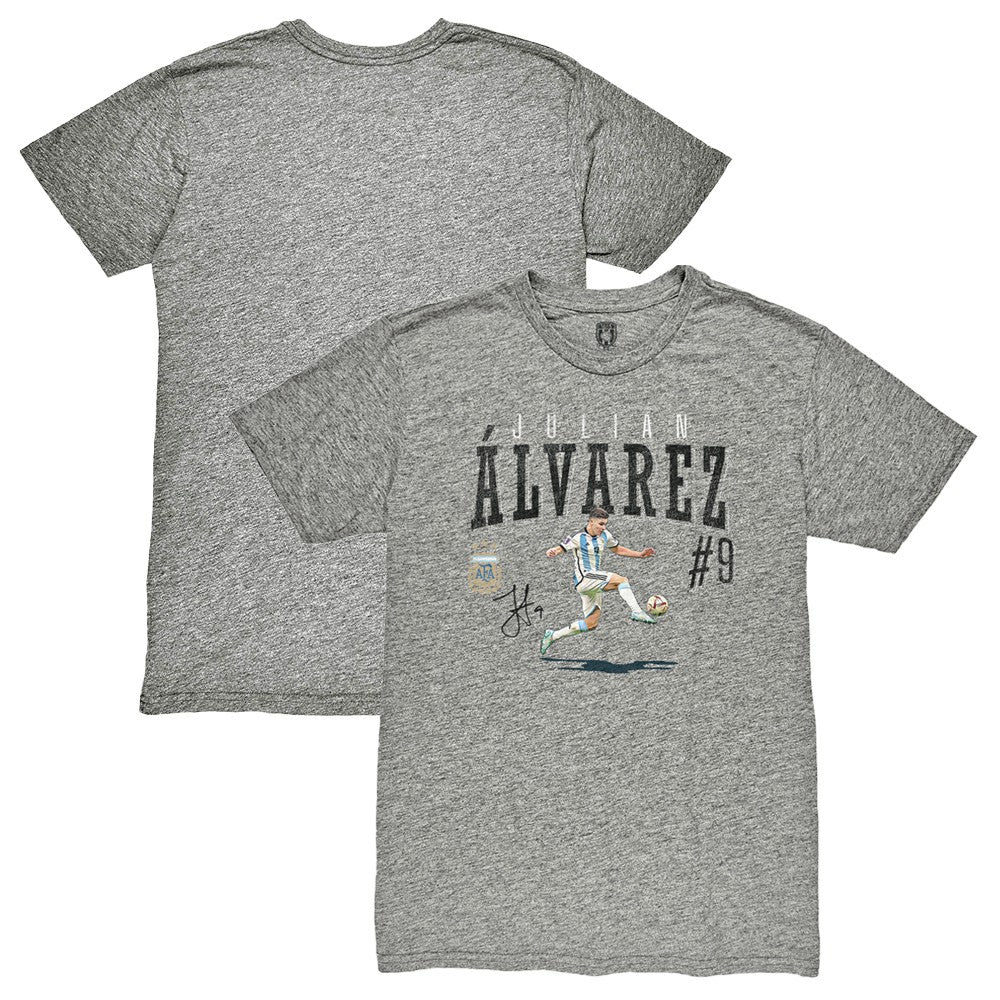 Julián Álvarez Argentina National Team 1863FC Snapshot Tri-Blend T-Shirt Heather Gray