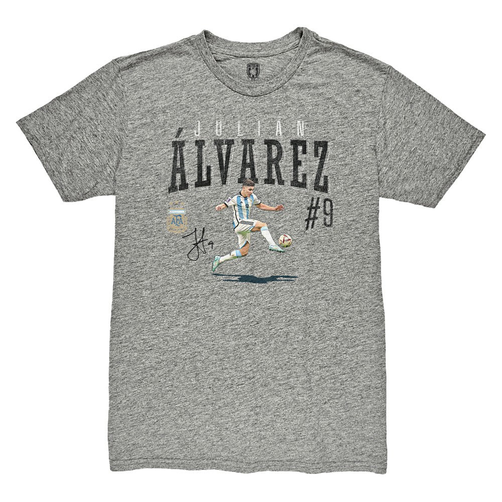 Julián Álvarez Argentina National Team 1863FC Snapshot Tri-Blend T-Shirt Heather Gray