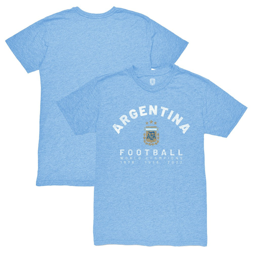 Argentina National Team 1863FC Three-Time World Champions Tri-Blend T-Shirt Light Blue