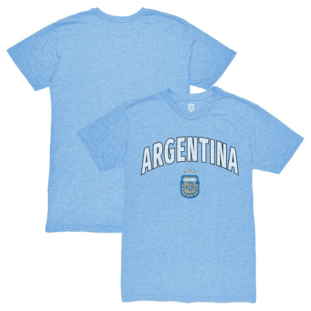 Argentina National Team 1863FC Retro Wordmark Tri-Blend T-Shirt Light Blue