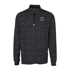 Carolina Panthers Cutter & Buck Traverse Camo Print Stretch DryTec Quarter-Zip Top - Black Tops