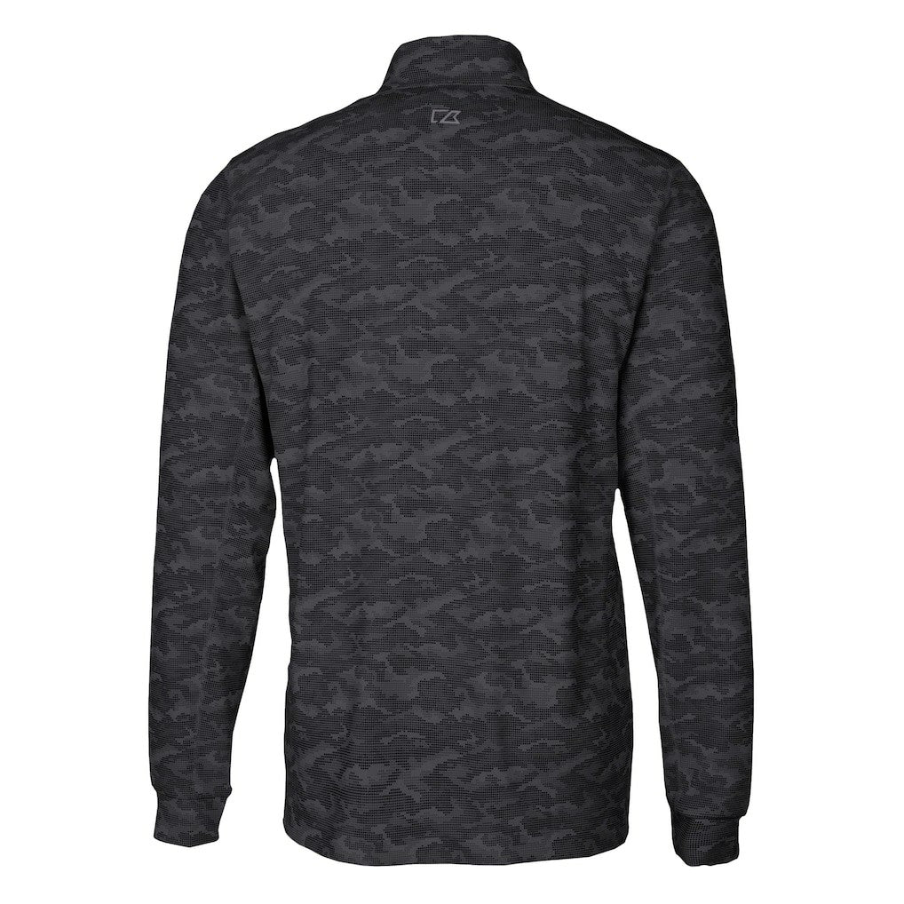 Carolina Panthers Cutter & Buck Traverse Camo Print Stretch DryTec Quarter-Zip Top - Black Tops