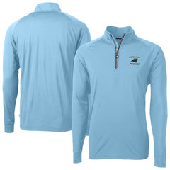 Carolina Panthers Cutter & Buck Adapt Eco Knit Stretch Recycled Raglan Quarter-Zip DryTec Top - Light Blue Tops