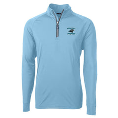 Carolina Panthers Cutter & Buck Adapt Eco Knit Stretch Recycled Raglan Quarter-Zip DryTec Top - Light Blue Tops