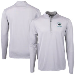 Carolina Panthers Cutter & Buck Virtue Eco Pique Micro Stripe Recycled Quarter-Zip Jacket - Gray Jackets