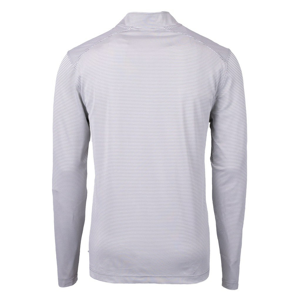 Carolina Panthers Cutter & Buck Virtue Eco Pique Micro Stripe Recycled Quarter-Zip Jacket - Gray Jackets