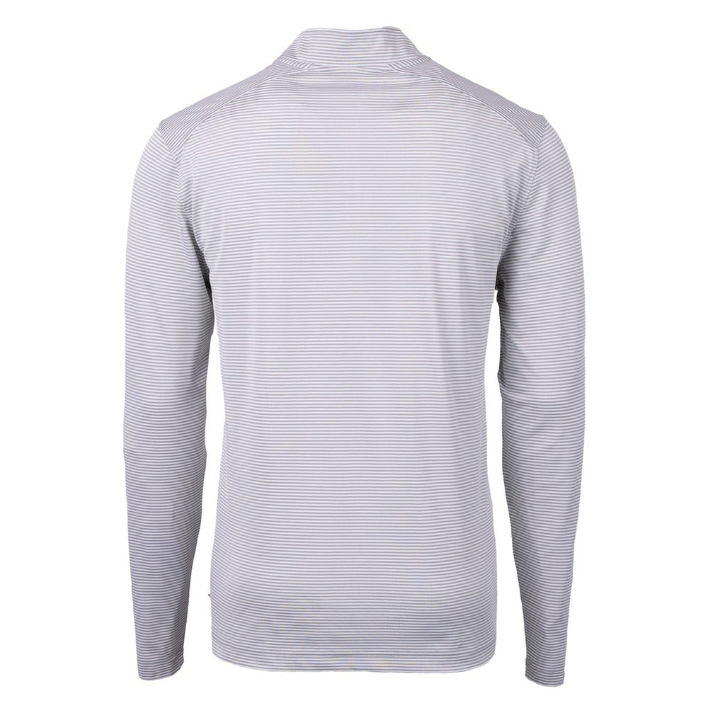 Carolina Panthers Cutter & Buck Virtue Eco Pique Micro Stripe Recycled Quarter-Zip Jacket - Gray Jackets
