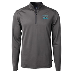 Carolina Panthers Cutter & Buck Virtue Eco Pique Micro Stripe Recycled Quarter-Zip Jacket - Black Jackets