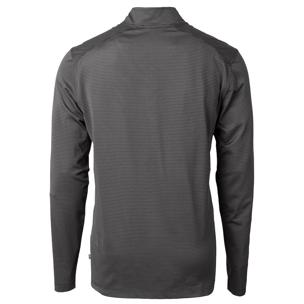 Carolina Panthers Cutter & Buck Virtue Eco Pique Micro Stripe Recycled Quarter-Zip Jacket - Black Jackets