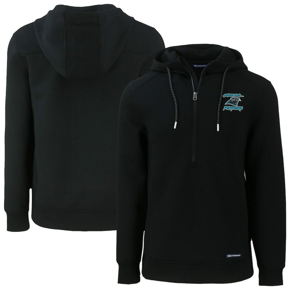 Carolina Panthers Cutter & Buck Roam Eco Recycled Half-Zip Hoodie - Black Hoodies