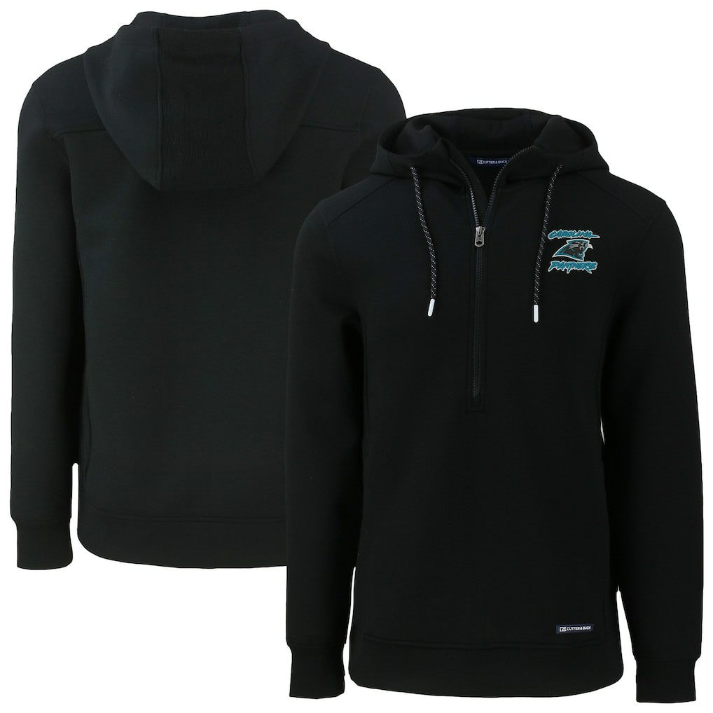 Carolina Panthers Cutter & Buck Roam Eco Recycled Half-Zip Hoodie - Black Hoodies
