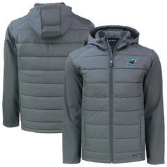 Carolina Panthers Cutter & Buck Evoke Hybrid Eco Softshell Recycled Full-Zip Hoodie Jacket - Gray Hoodies