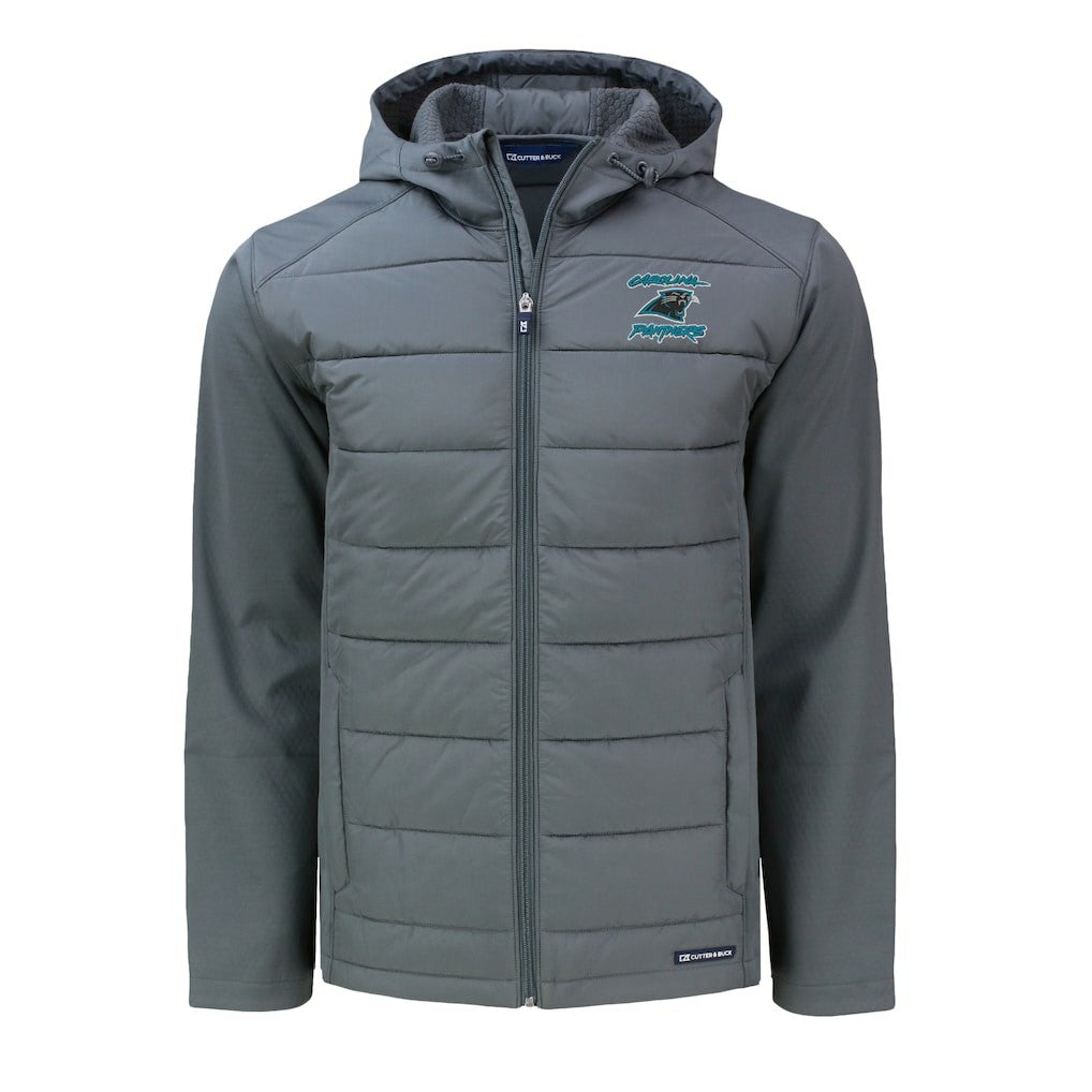 Carolina Panthers Cutter & Buck Evoke Hybrid Eco Softshell Recycled Full-Zip Hoodie Jacket - Gray Hoodies