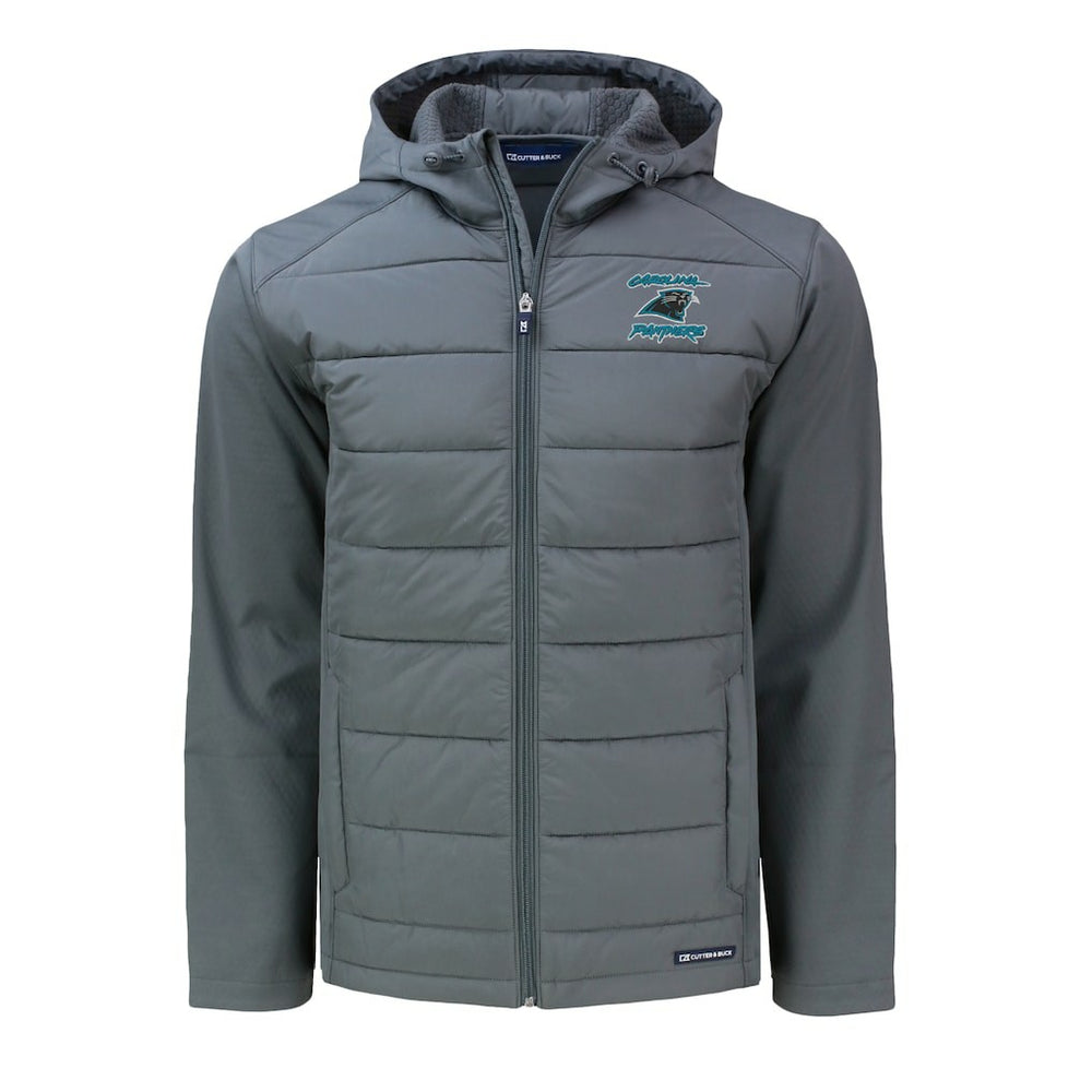 Carolina Panthers Cutter & Buck Evoke Hybrid Eco Softshell Recycled Full-Zip Hoodie Jacket - Gray Hoodies