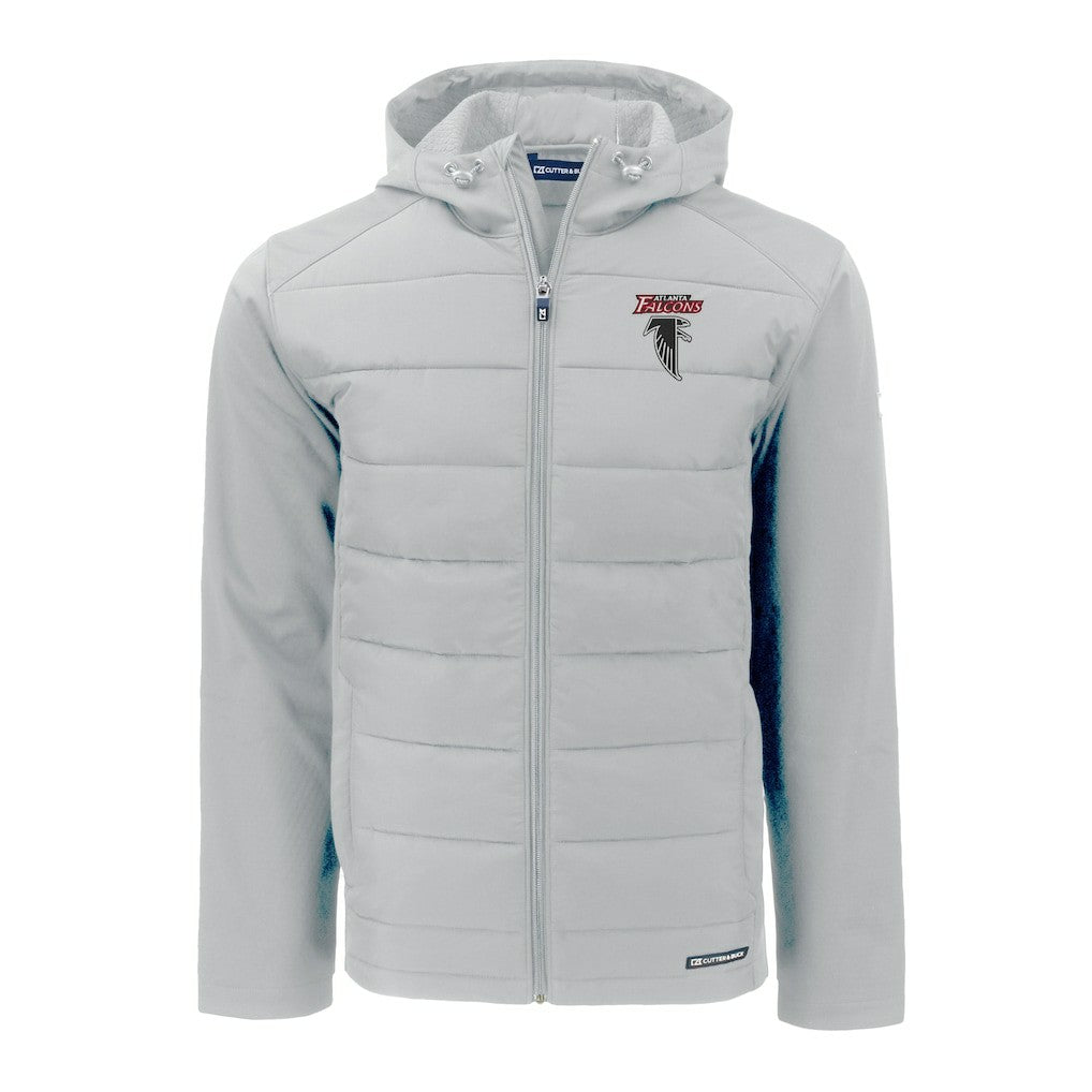 Atlanta Falcons Cutter & Buck Evoke Hybrid Eco Softshell Recycled Full-Zip Hoodie Jacket - Light Gray Hoodies