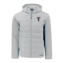 Atlanta Falcons Cutter & Buck Evoke Hybrid Eco Softshell Recycled Full-Zip Hoodie Jacket - Light Gray Hoodies