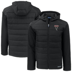 Atlanta Falcons Cutter & Buck Evoke Hybrid Eco Softshell Recycled Full-Zip Hoodie Jacket - Black Hoodies