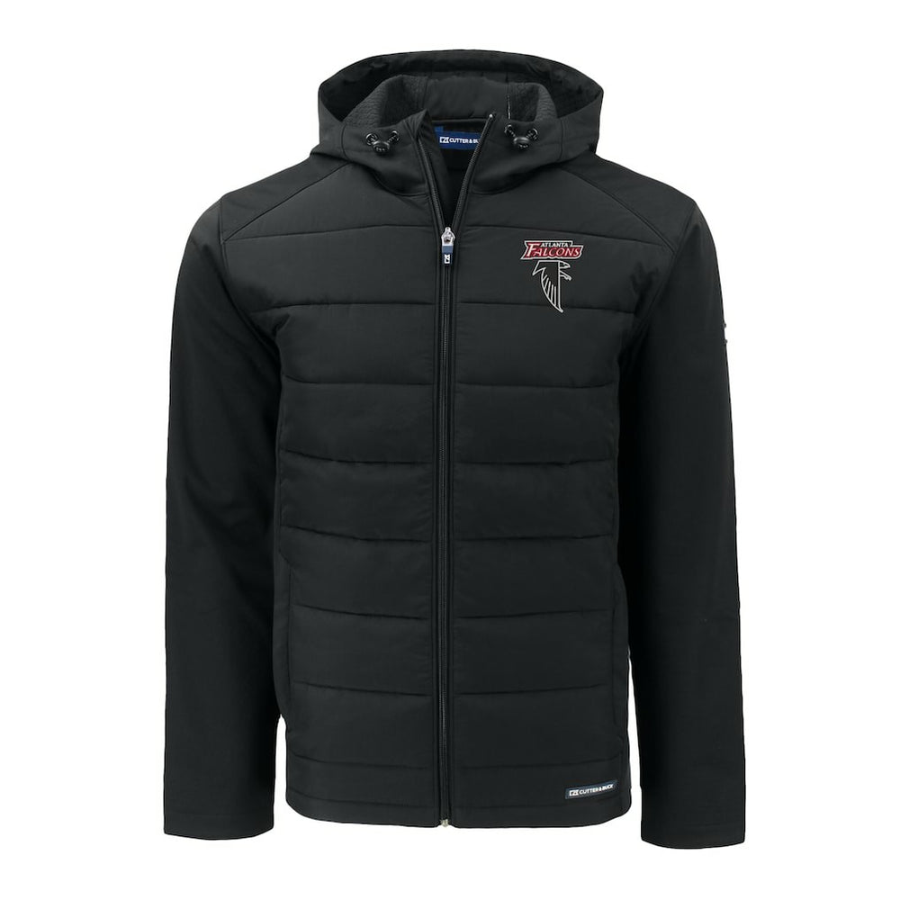 Atlanta Falcons Cutter & Buck Evoke Hybrid Eco Softshell Recycled Full-Zip Hoodie Jacket - Black Hoodies