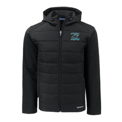 Carolina Panthers Cutter & Buck Evoke Hybrid Eco Softshell Recycled Full-Zip Hoodie Jacket - Black Hoodies