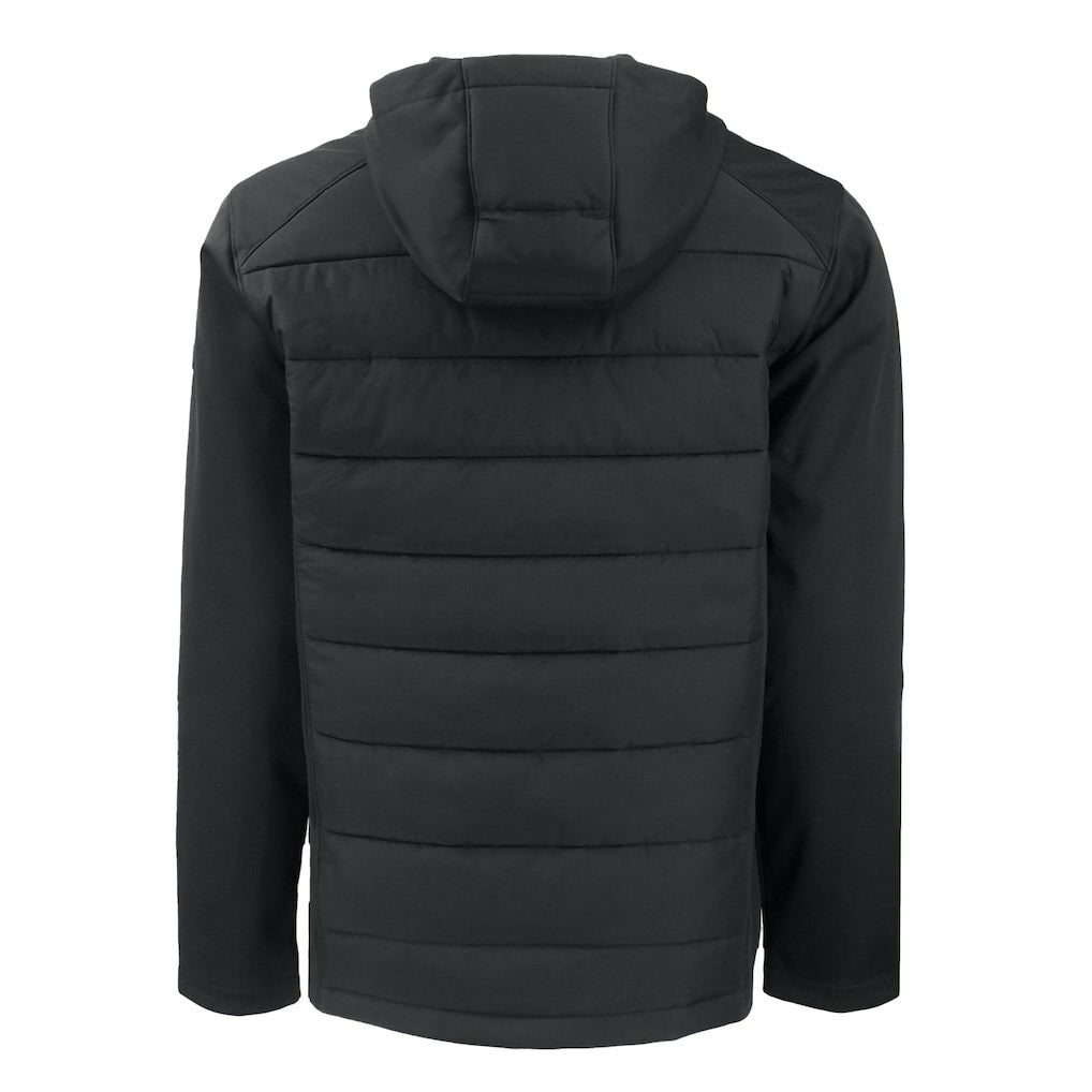 Carolina Panthers Cutter & Buck Evoke Hybrid Eco Softshell Recycled Full-Zip Hoodie Jacket - Black Hoodies
