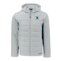 Carolina Panthers Cutter & Buck Evoke Hybrid Eco Softshell Recycled Full-Zip Hoodie Jacket - Light Gray Hoodies