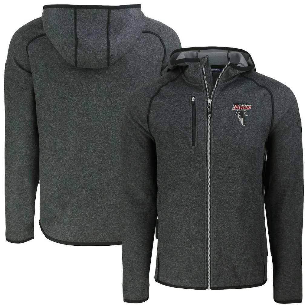 Atlanta Falcons Cutter & Buck Mainsail Hoodie Raglan Full-Zip Jacket - Heather Charcoal Hoodies
