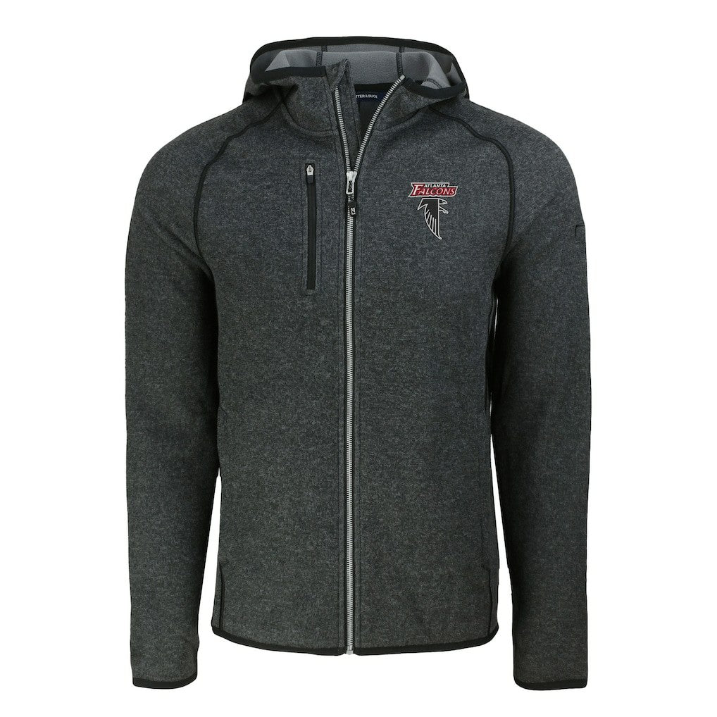 Atlanta Falcons Cutter & Buck Mainsail Hoodie Raglan Full-Zip Jacket - Heather Charcoal Hoodies