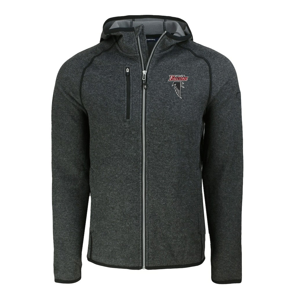 Atlanta Falcons Cutter & Buck Mainsail Hoodie Raglan Full-Zip Jacket - Heather Charcoal Hoodies