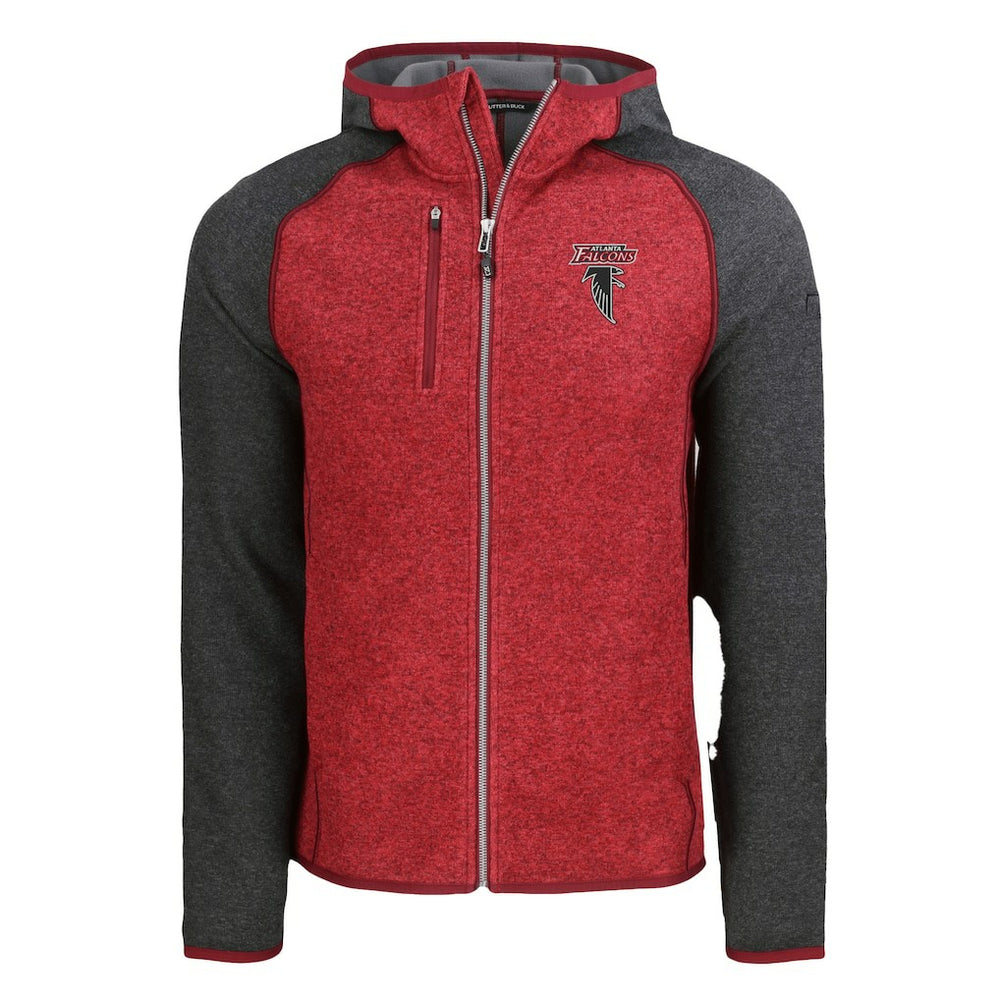 Atlanta Falcons Cutter & Buck Mainsail Hoodie Raglan Full-Zip Jacket - Heather Red Hoodies