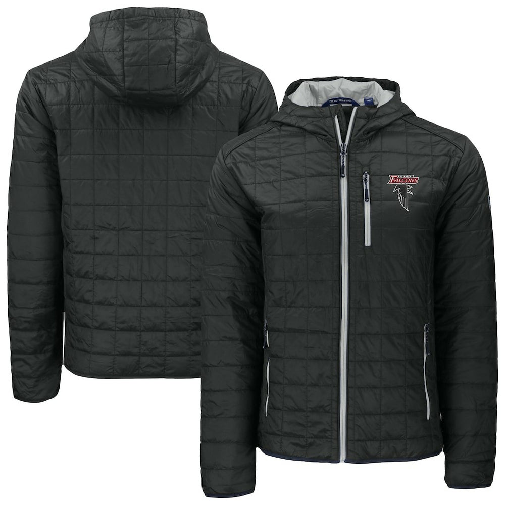 Atlanta Falcons Cutter & Buck Rainier PrimaLoft Eco Insulated Full-Zip Puffer Jacket - Black Jackets