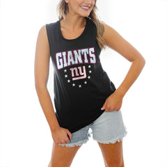 New York Giants Gameday Couture Women's Baby You're A Star Racerback Scoop Neck Tapered Tank Top - Black Tops