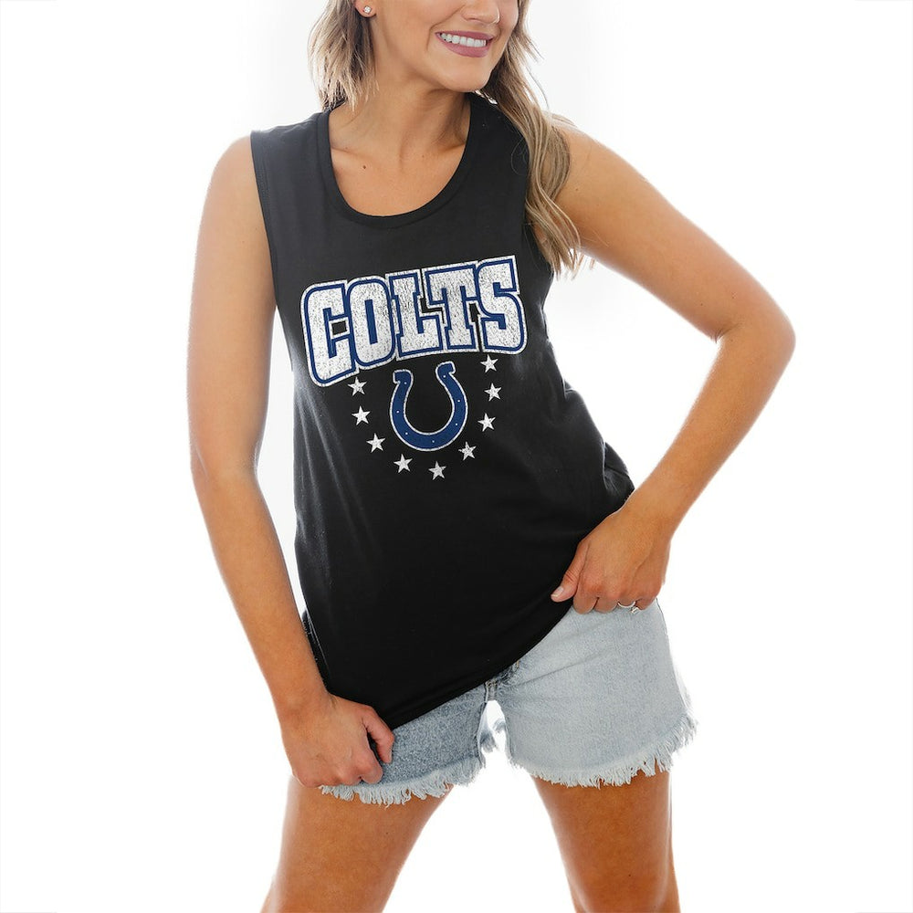 Indianapolis Colts Gameday Couture Women's Baby You're A Star Racerback Scoop Neck Tapered Tank Top - Black Tops