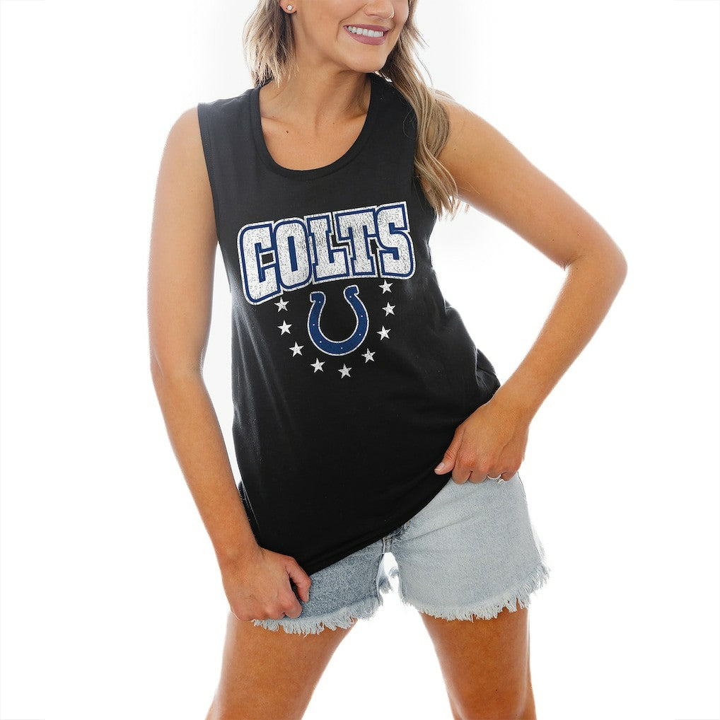 Indianapolis Colts Gameday Couture Women's Baby You're A Star Racerback Scoop Neck Tapered Tank Top - Black Tops