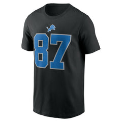 Sam LaPorta Detroit Lions Name & Number T-Shirt - Black T-shirts