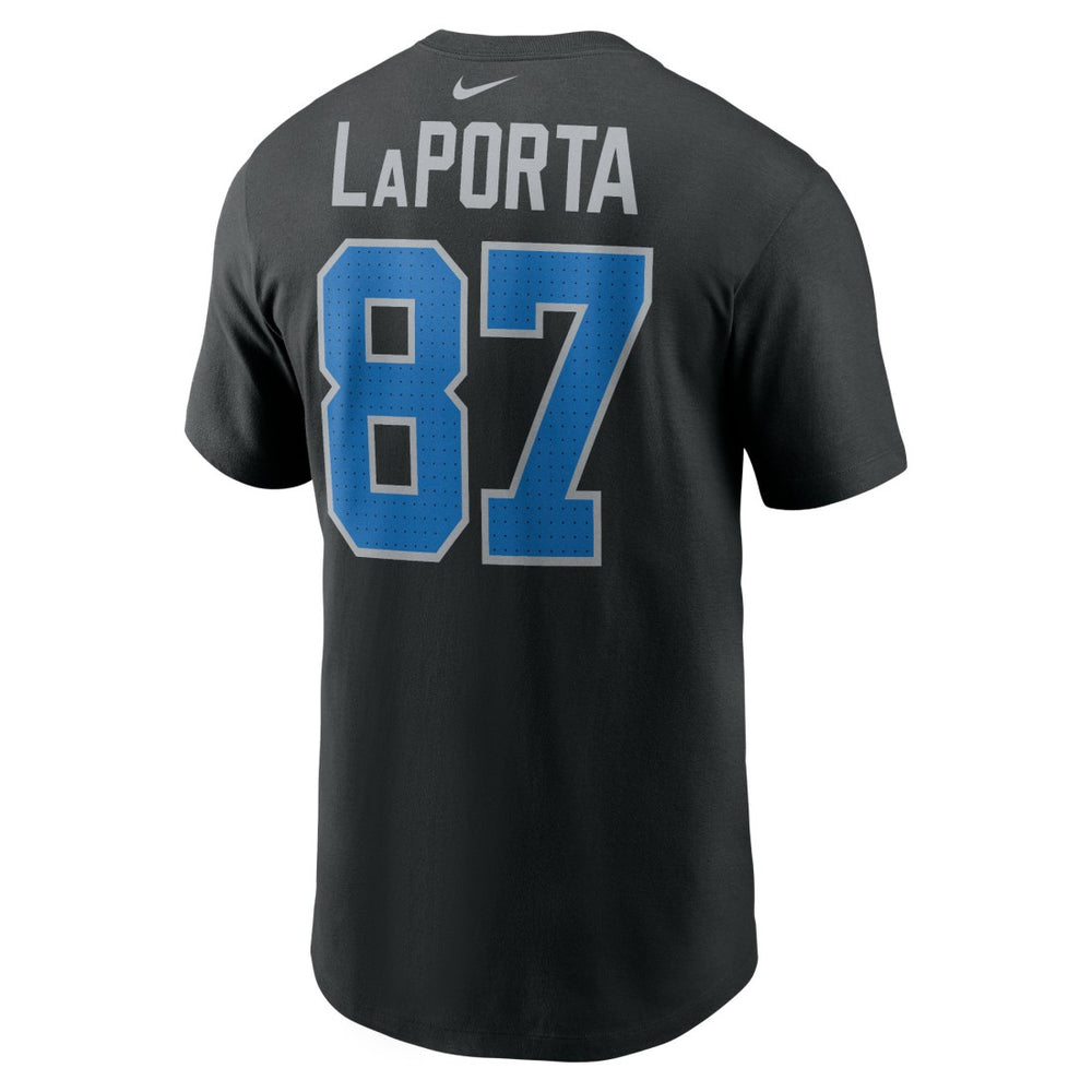 Sam LaPorta Detroit Lions Name & Number T-Shirt - Black T-shirts